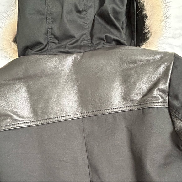 DANIER Down Filled Leather Accent Bomber w Detachable Coyote Fur Hood Trim - Picture 7 of 17